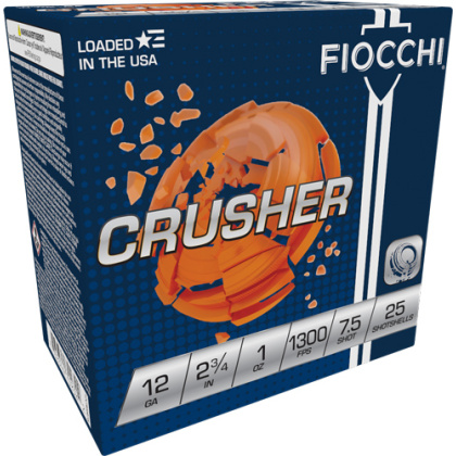 FIOCCHI CRUSHER 12GA 2.75" 1OZ #7.5 1300FPS 250RD CASE LOT