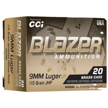 CCI BLAZER BRASS 9MM 115GR JHP 20RD 25BX/CS