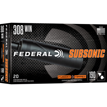 FEDERAL FUSION 308 WIN 190GR SUBSONIC FUSION 20RD 10BX/CS