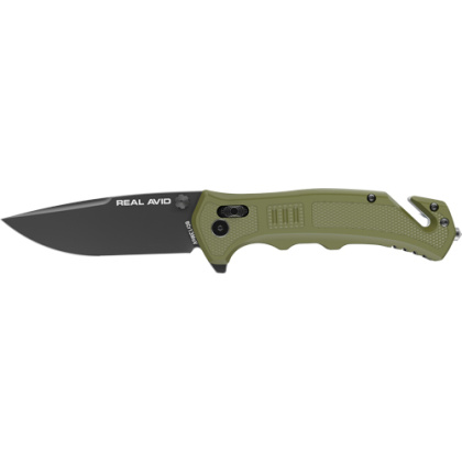 REAL AVID RAV-4 KNIFE ASSISTED FOLDING 3.25" BLD GREEN NYLON