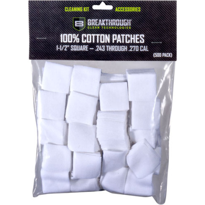 BREAKTHROUGH CLEANING PATCHES 1 1/2" SQUARE .243-270 50 PACK