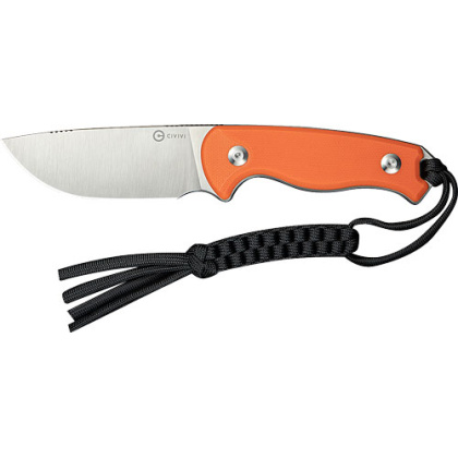 CIVIVI KNIFE TIMBERBARK 3.2" FIXED ORANGE/SATIN G10 STNWASH