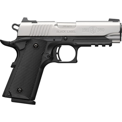 BROWNING 1911-380 SS 380ACP 3.58"COMP 8RD BLK/SS W/RAIL*