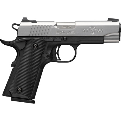 BROWNING 1911-380 STAINLESS 380ACP 3.58"COMP 8RD BLK/SS*