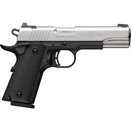 BROWNING 1911-380 STAINLESS 380ACP 4.25"FS 8RD BLK/SS*