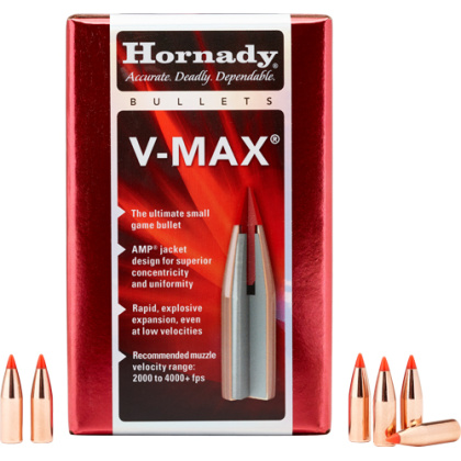 HORNADY BULLETS 22 CAL .224 50GR V-MAX 100CT 40BX/CS