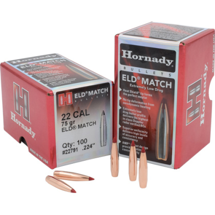 HORNADY BULLETS 22 CAL 224 75GR JHP-BT 100RD 25BX/CS
