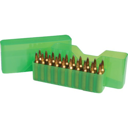 MTM AMMO BOX LARGE RIFLE 20 ROUNDS SLIP TOP CLEAR GREEN