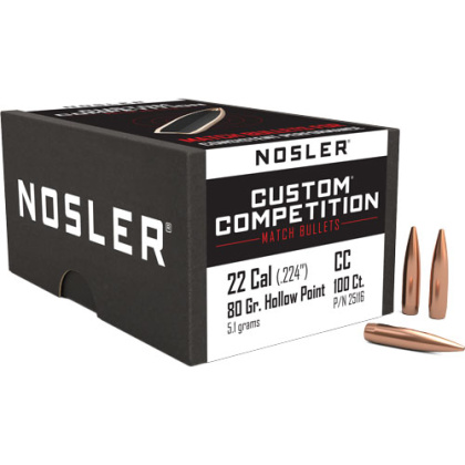 NOSLER BULLETS 22 CAL .224 80GR HP-BT CUSTOM COMP. 100CT!