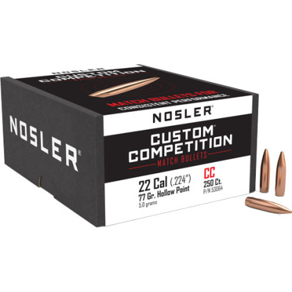 NOSLER BULLETS 22 CAL .224 77GR HP-BT CUSTOM COMP. 250CT