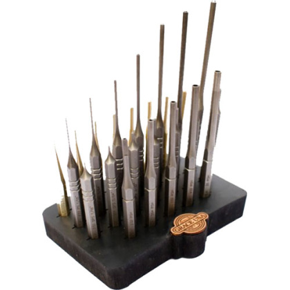 GRACE USA STEEL/BRASS ROLL PIN PUNCH SET W/BENCH BLOCK 27PC