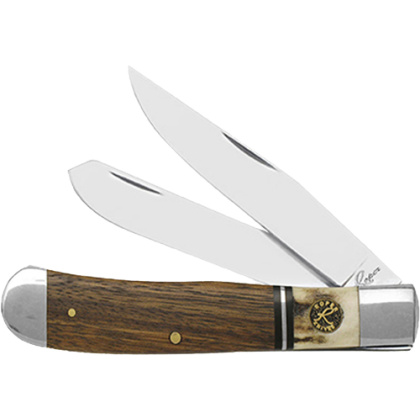 ABKT ROPER LAREDO STAG TRAPPER 3.25" WOOD/BONE HANDLE