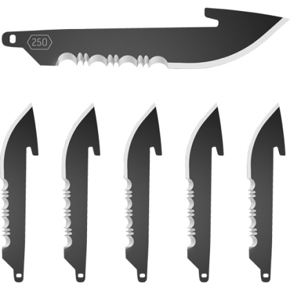 OUTDOOR EDGE 2.5" DROP POINT W/SERRATIONS BLACK BLADE 6-PK