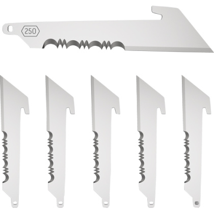 OUTDOOR EDGE 2.5" UTILITY BLDS W/SERRATIONS BLACK BLADE 6-PK