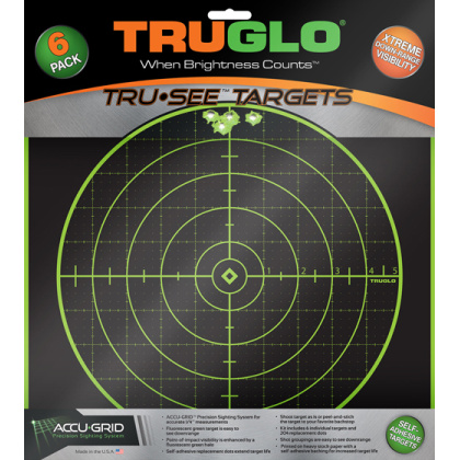TRUGLO TRU-SEE REACTIVE TARGET 100 YARD 12"X12" 6-PACK