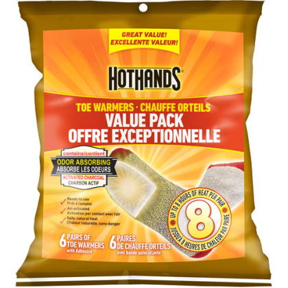 HOTHANDS TOE WARMER VALUE PACK 6 PAIRS PER PACK 8 HOUR W/ADHS